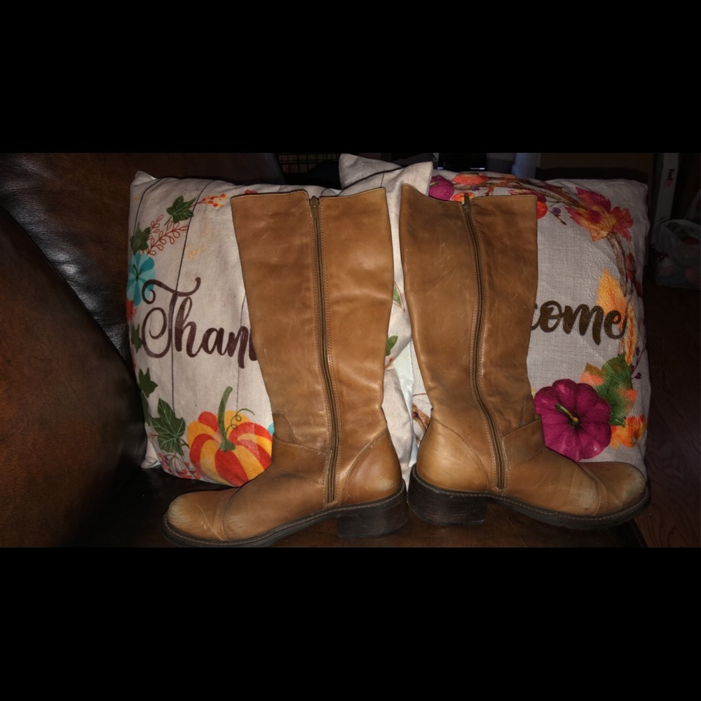 Cognac color leather boots